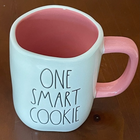 Rae Dunn Artisan Collection ONE SMART COOKIE Pink Glaze Pottery Mug - Picture 2 of 7